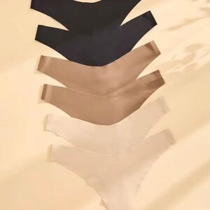 BRAND NEW Set of 6 Seamless Comfort Thong Pack in Black, Taupe, and Nude MEDIUM